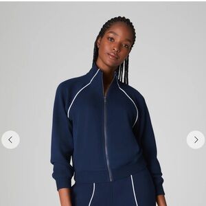 SPANX AirEssentials NAVY Pique Track Jacket - EXTRA SMALL (XS)